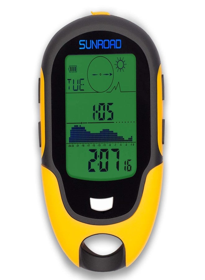 Sunroad Anself Fr500 Multifunctional LCD Digital Altimeter Barometer Compass Thermometer Hygrometer Weather Forecast LED Torch, Orange, Standard Size - Image 1