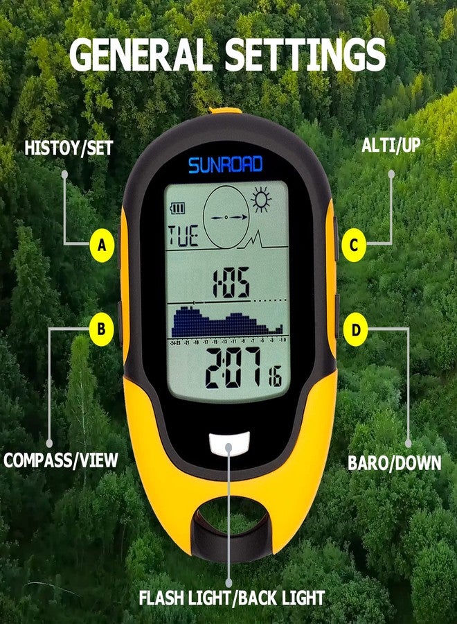 Sunroad Anself Fr500 Multifunctional LCD Digital Altimeter Barometer Compass Thermometer Hygrometer Weather Forecast LED Torch, Orange, Standard Size - Image 5