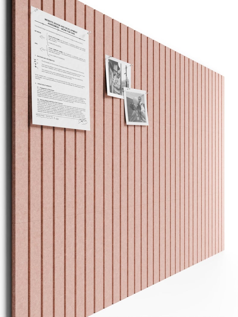 Bumusty Large Cork Board Alternative-48 x 36" Felt Bulletin Board Tiles, with 30 Pushpins, 70 Adhesive Tabs, 12-Pack Slat Wall Paneling, Cork Boards for Office Push Pin Board Felt Board-Pink - Image 1