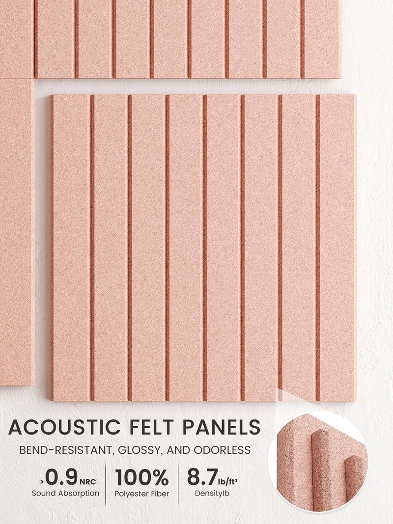 Bumusty Large Cork Board Alternative-48 x 36" Felt Bulletin Board Tiles, with 30 Pushpins, 70 Adhesive Tabs, 12-Pack Slat Wall Paneling, Cork Boards for Office Push Pin Board Felt Board-Pink - Image 3