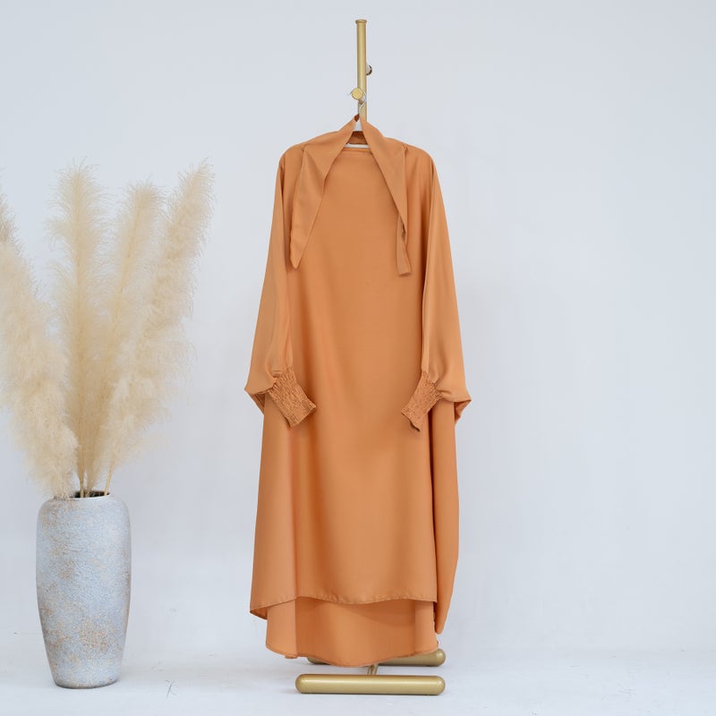 2023 Loriya Maxi Plain Abaya Kids Dress LR662 Orange 