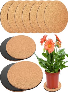 Patelai 10 Pieces 3 Sizes Plate Pad Cork Plant Coasters, 4/6/8 Inch Cork Plant Mats Cork Coasters for Plants, Plant Coasters for House Plants Indoors  - Image 1