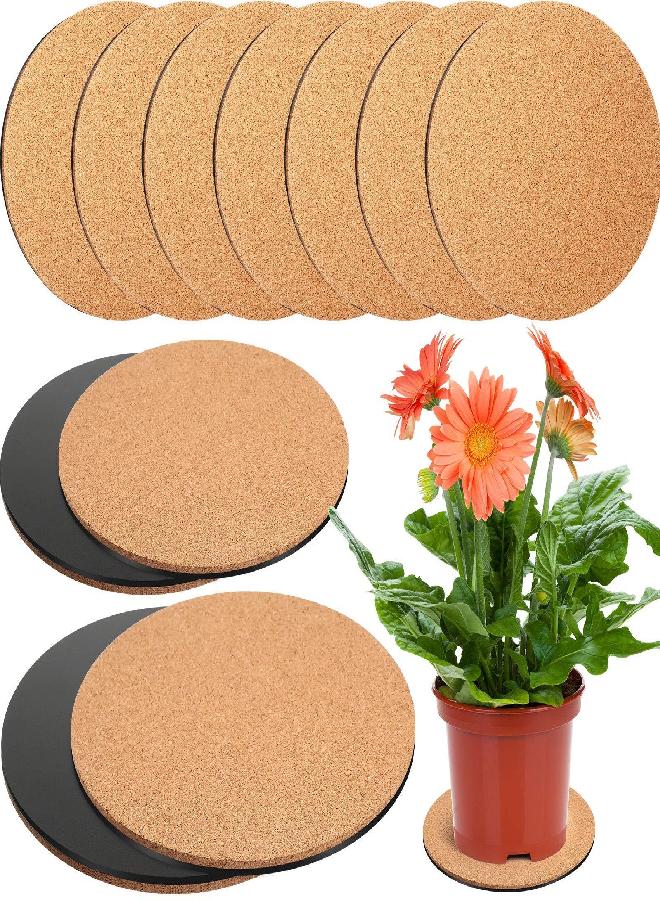 Patelai 10 Pieces 3 Sizes Plate Pad Cork Plant Coasters, 4/6/8 Inch Cork Plant Mats Cork Coasters for Plants, Plant Coasters for House Plants Indoors  - Image 1