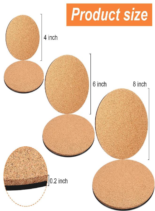 Patelai 10 Pieces 3 Sizes Plate Pad Cork Plant Coasters, 4/6/8 Inch Cork Plant Mats Cork Coasters for Plants, Plant Coasters for House Plants Indoors  - Image 2