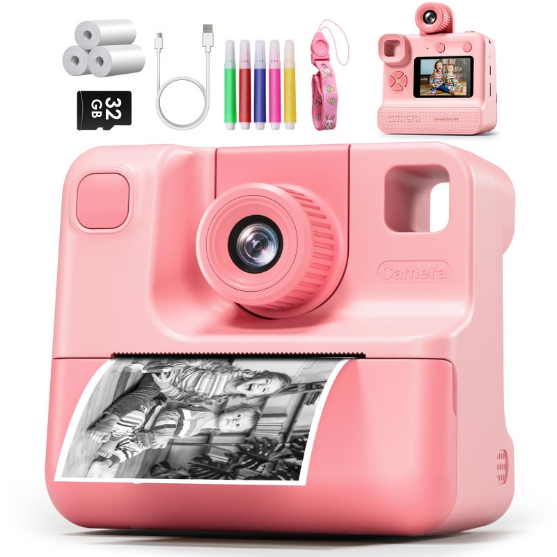 GREENKINDER Instant Print Camera for Kids 1080P Kids Instant CamerasHD Selfie Digital Video Cameras Toddler 3 Rolls Print Paper 32G CardChristams Birthday Gifts for Girls Boys Age 5 6 7 8 9 10 - Image 2
