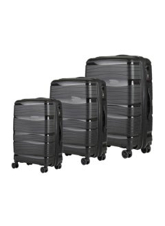Generic Unisex Spinner Luggage Set – 3 Pieces, Black, Made of Unbreakable Polypropylene Material, Shock-Resistant, Heat-Resistant, Durable Construction  - Image 1