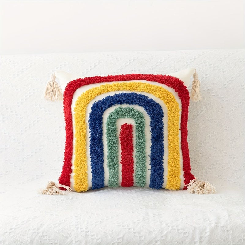 Yellow Stripes Tufted Nordic Geometric Cushion For Living Room Sofa And Bedroom - Image 5