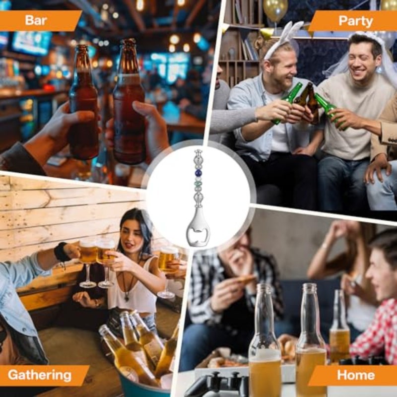 20pcs Beadable Beer Opener Set Reusable Bottle Opener Decorative DIY Flat Beer Bottle Openers Beaded Bottles Openers DIY Bead Metal Silver Wine Stoppers for Crafts Fall Bar Party Favor - Image 5