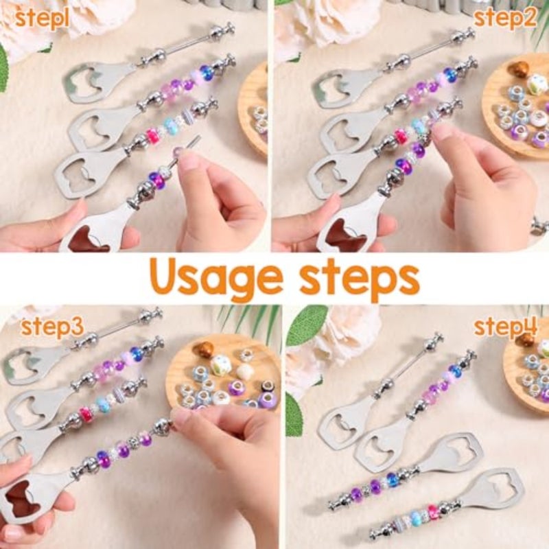 20pcs Beadable Beer Opener Set Reusable Bottle Opener Decorative DIY Flat Beer Bottle Openers Beaded Bottles Openers DIY Bead Metal Silver Wine Stoppers for Crafts Fall Bar Party Favor - Image 4