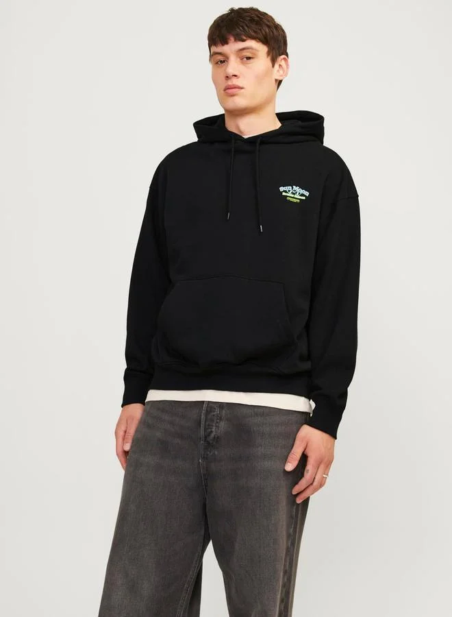 JACK & JONES Back Graphic Print Loose Fit Hoodie