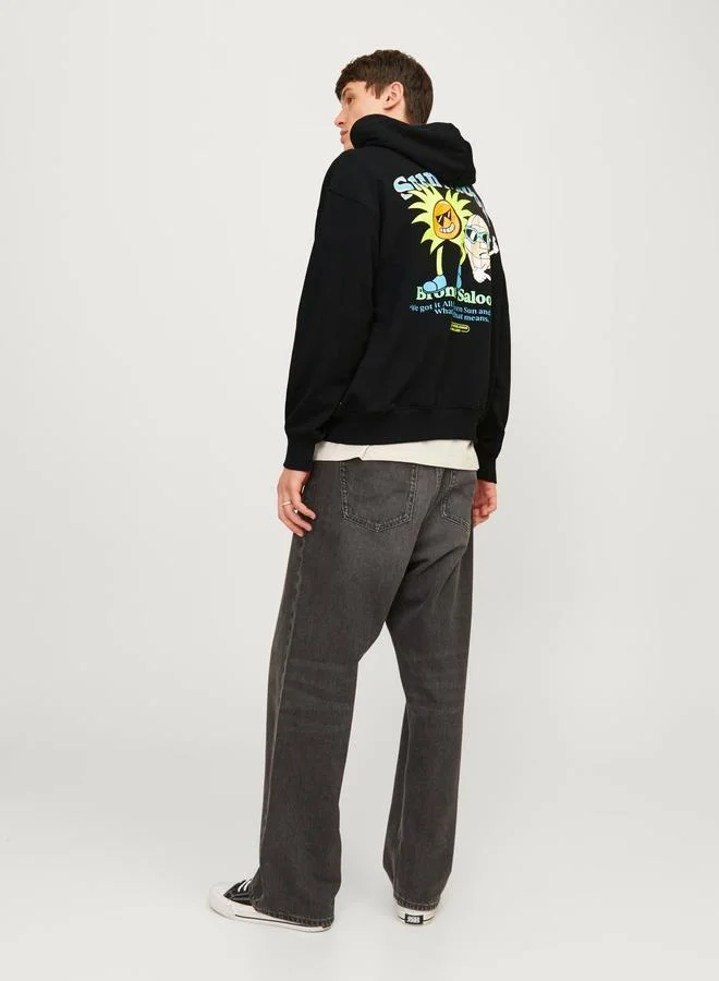 JACK & JONES Back Graphic Print Loose Fit Hoodie