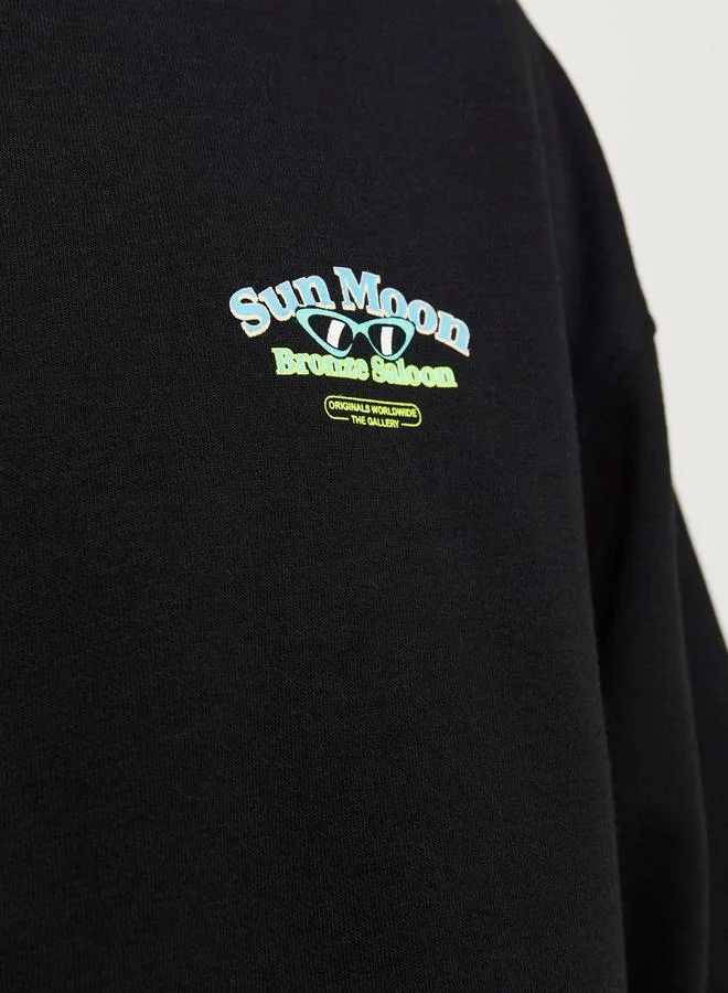 JACK & JONES Back Graphic Print Loose Fit Hoodie