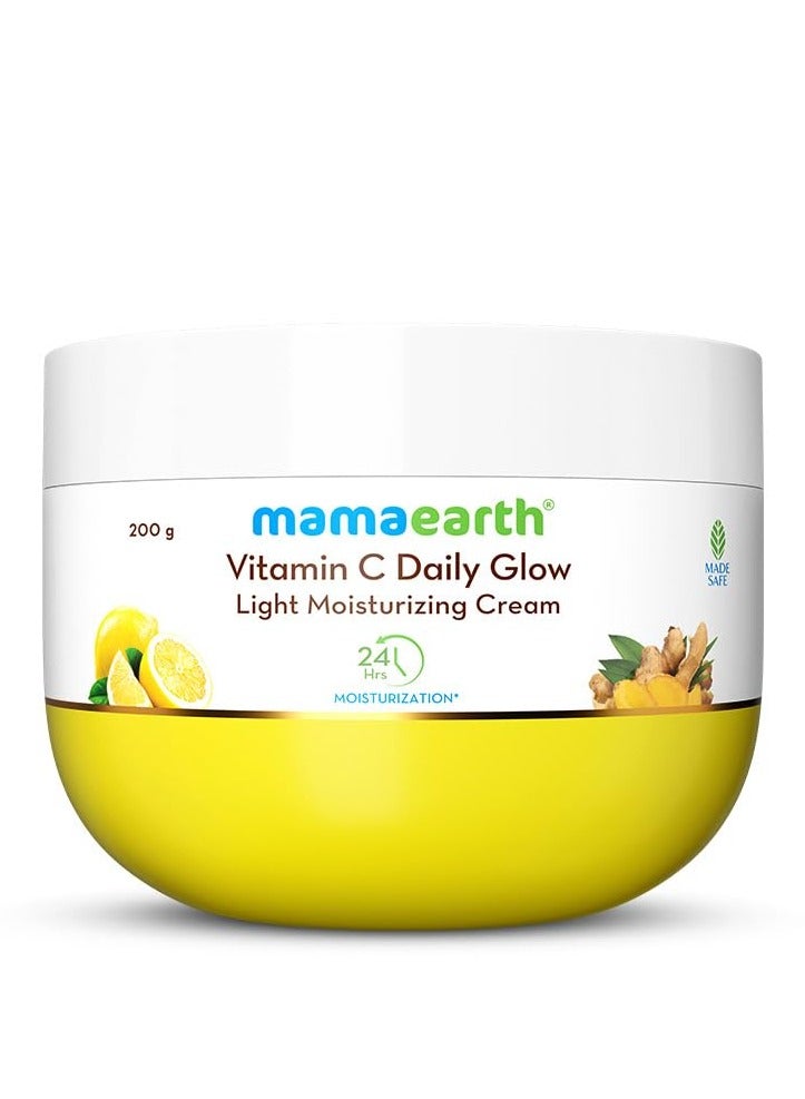 Mama Earth Vitamin C Daily Glow Light Moisturizing Cream with Vitamin C & Turmeric 200g | For Face, Hand & Body | 24H Moisturization | Quick Absorbing, Non-Greasy | Soft Moisturizer - Image 1