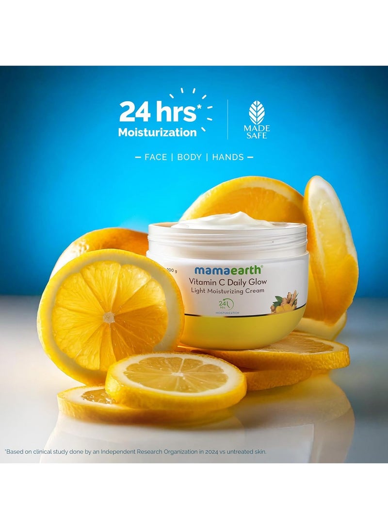 Mama Earth Vitamin C Daily Glow Light Moisturizing Cream with Vitamin C & Turmeric 200g | For Face, Hand & Body | 24H Moisturization | Quick Absorbing, Non-Greasy | Soft Moisturizer - Image 2