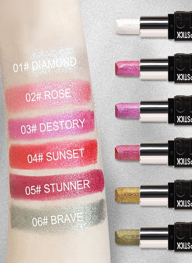 LYSdefeu Diamond Glitter Matte Lipstick,Long Lasting Waterproof Pink Metallic Sparkling High Pigment Non-Stick Lip Stain Tint Lip Gloss,Full-coverage Lipgloss,Mother's Day Lip Makeup Gift for Women Girl-02 - Image 5