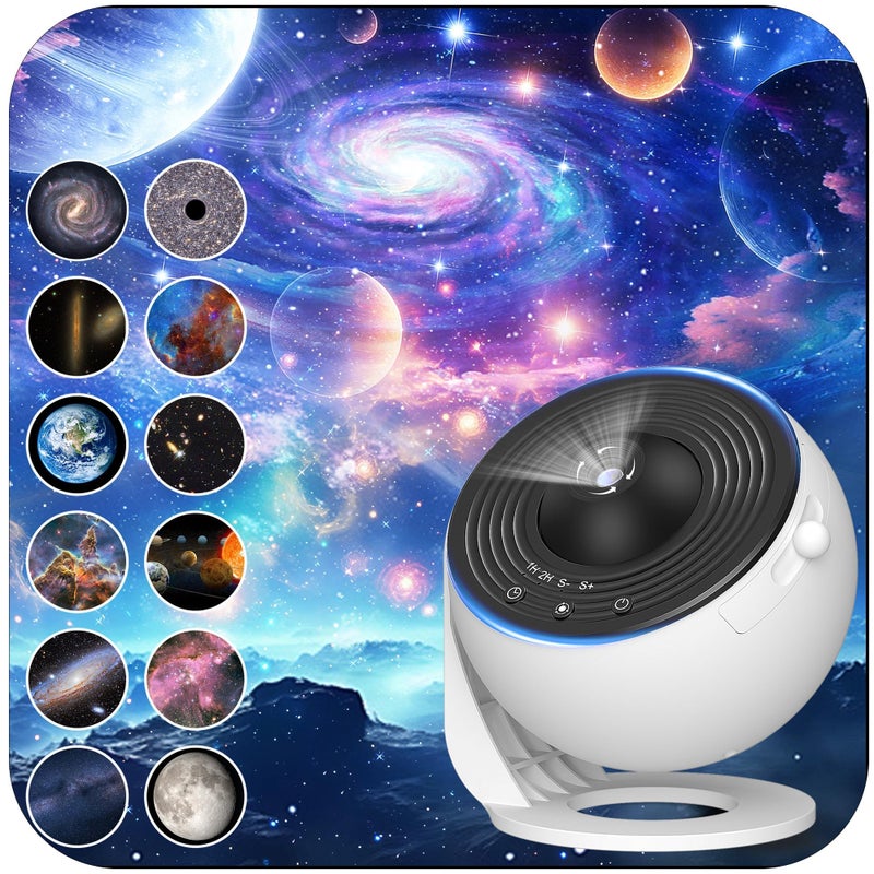 FlyEagle Galaxy Projector for Bedroom, HD Image Star Projector Galaxy Light Adjustable Knob, 13 Film Discs Planetarium Projector for Kids, 360Â° Rotating 1/2h Timer Simple 3-Button Control - Image 1