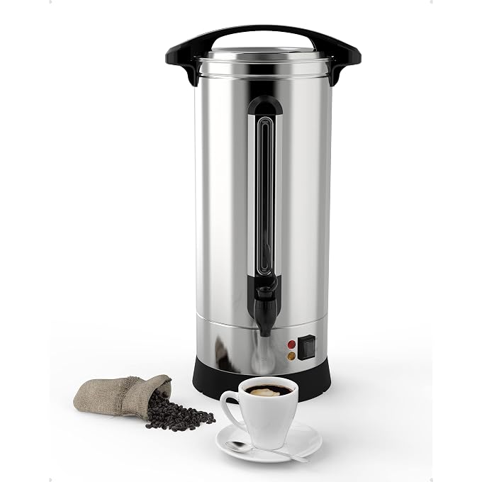GarveeTech Coffee Urn 110 Cup, Dual Layers Stainless Steel Commercial Coffee Maker 16 L/4.2 gal Large Coffee Dispenser, Fast Brewing Electric Hot Water Dispenser With Keep-Warm Mode For Events Catering - Image 1