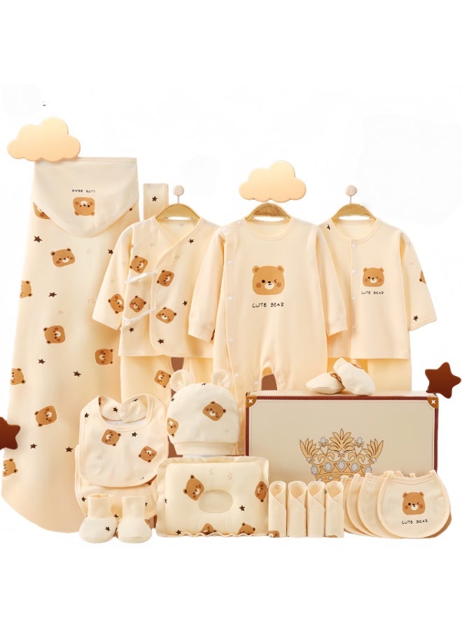 زيشينغ مجموعة هدايا للأطفال حديثي الولادة Zisheng 23 قطعة، ملابس أطفال حديثي الولادة ومجموعات هدايا للأطفال الأولاد والبنات، ملابس أطفال حديثي الولادة بطباعة الدب الأبيض من القطن لجميع الفصول - Image 1