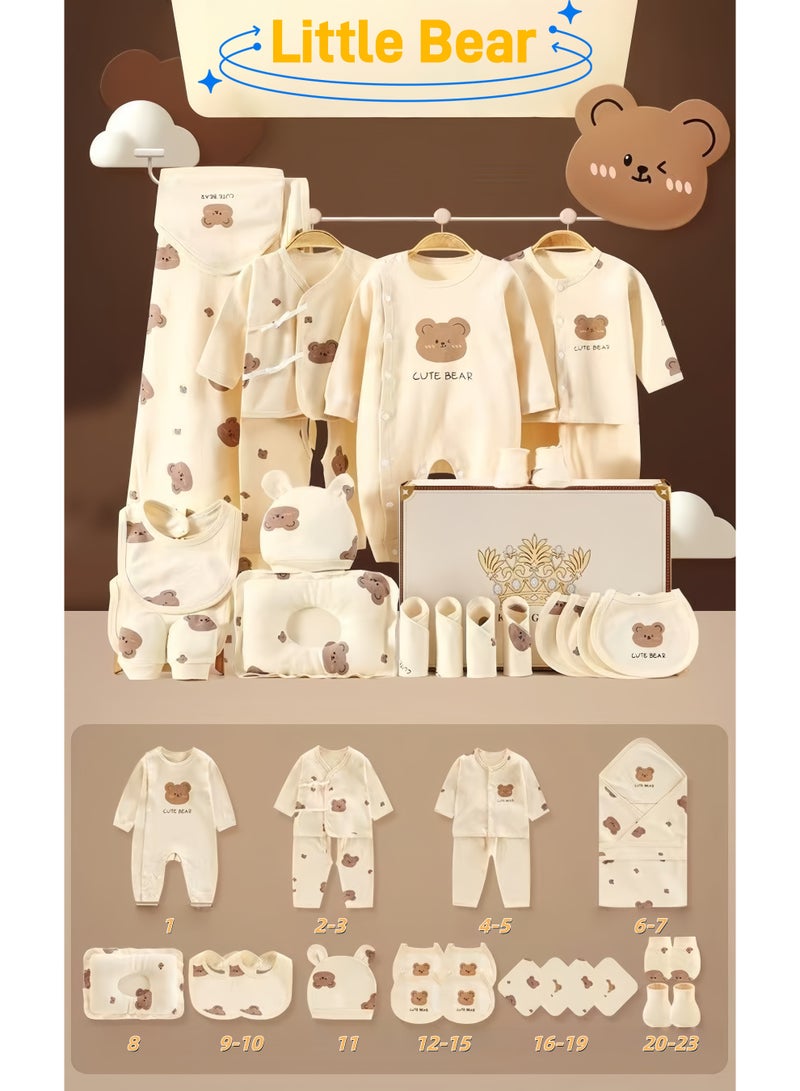 زيشينغ مجموعة هدايا للأطفال حديثي الولادة Zisheng 23 قطعة، ملابس أطفال حديثي الولادة ومجموعات هدايا للأطفال الأولاد والبنات، ملابس أطفال حديثي الولادة بطباعة الدب الأبيض من القطن لجميع الفصول - Image 2