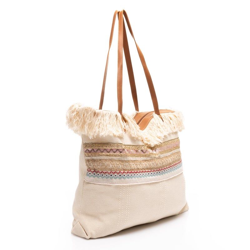 Mr.joe Boho Embroidered Fringe Tote Bag - Image 3