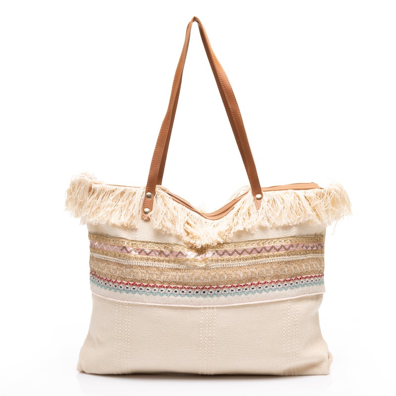 Mr.joe Boho Embroidered Fringe Tote Bag - Image 2