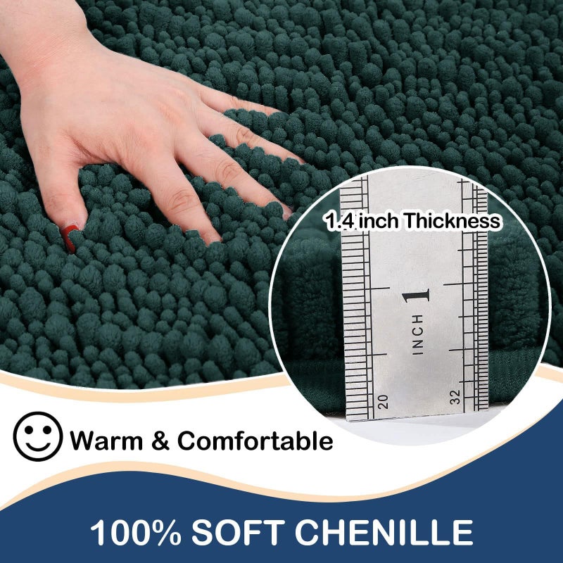 Arotive Arotive Chenille Bathroom Rug Mat  Extra Soft Thick Absorbent Shaggy Bath Rugs  Non-Slip Machine Wash Dry Plush Bath Runner Mats for Bathroom  Living Room  and Laundry Room (47""x20""  Dark Green)  - Image 1