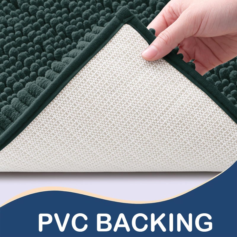Arotive Arotive Chenille Bathroom Rug Mat  Extra Soft Thick Absorbent Shaggy Bath Rugs  Non-Slip Machine Wash Dry Plush Bath Runner Mats for Bathroom  Living Room  and Laundry Room (47""x20""  Dark Green)  - Image 3