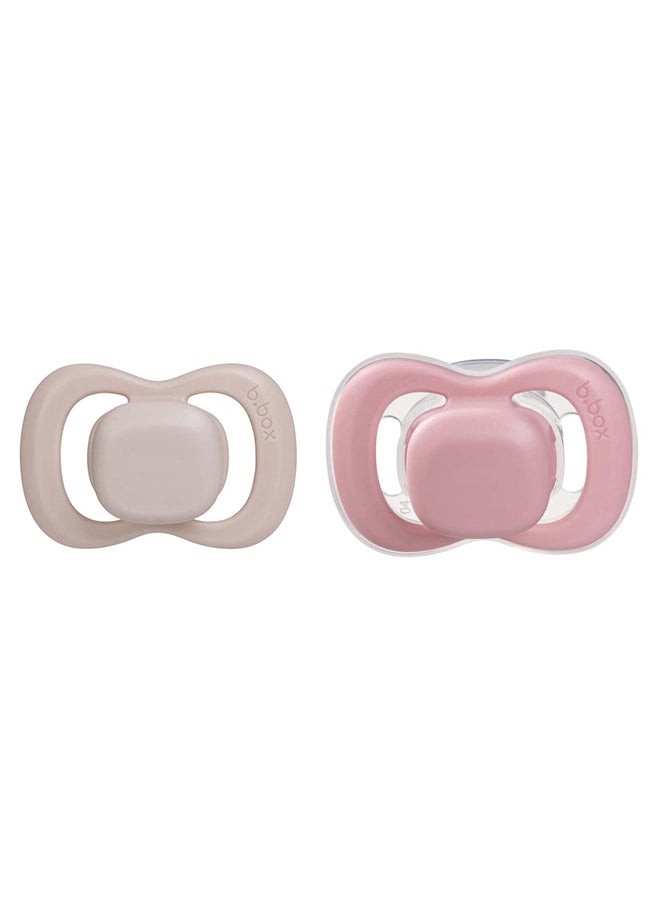 b.box Designer Pacifier Silicone Size 1, 0 - 6 M, 2 Pieces, Berry/Blush  - Image 1