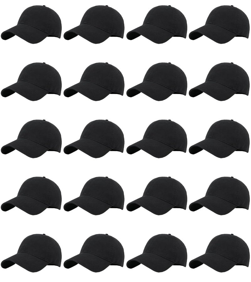 LYDTICK 20 Pack Baseball Cap Blank Trucker Hats Bulk Wholesale Hats Adjustable Plain for Men Women, Black - Image 1