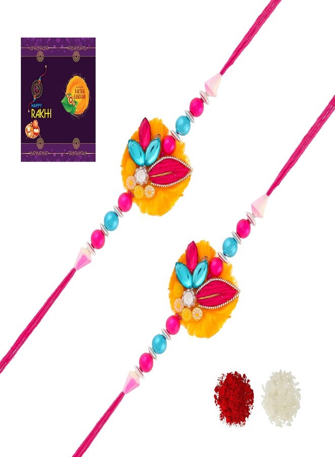 RA-Rock Multicolor Designer Rakhi Set For Brother And Sister (ARR211076)