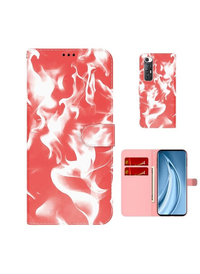 HuHa Case Cover For Xiaomi Mi 10S Cloud Fog Pattern Horizontal Flip Leather Case with Holder & Card Slot & Wallet Red 