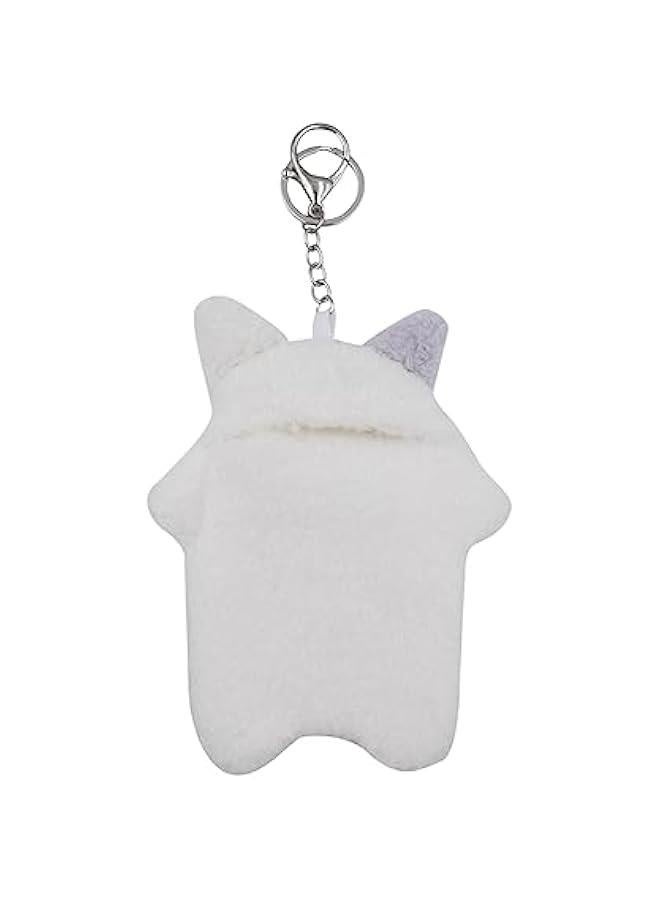 Generic Kawaii Plush Photocard Holder Kpop Credit ID Bank Card Bus Card Protective Case Photo Sleeves With Keychain,White Cat2#  - Image 3