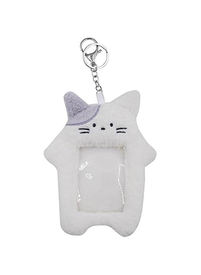 Generic Kawaii Plush Photocard Holder Kpop Credit ID Bank Card Bus Card Protective Case Photo Sleeves With Keychain,White Cat2#  - Image 1