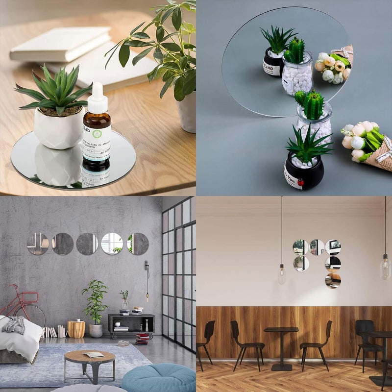 Mirror Self-Adhesive 15 cm Mirror Tiles, Self-Adhesive Glass Adhesive Mirror, Removable Mirror Wall Sticker for Home, Bedroom, Living Room Decor - Image 5