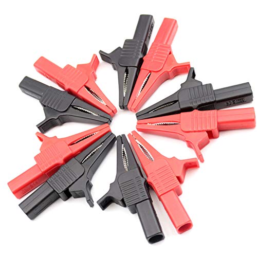 TestHelper 5sets AC262 Testing Probe Insulated Alligator Crocodile Clip Clamps 4mm Banana Plug Socket 5pcs Red and Black - Image 1