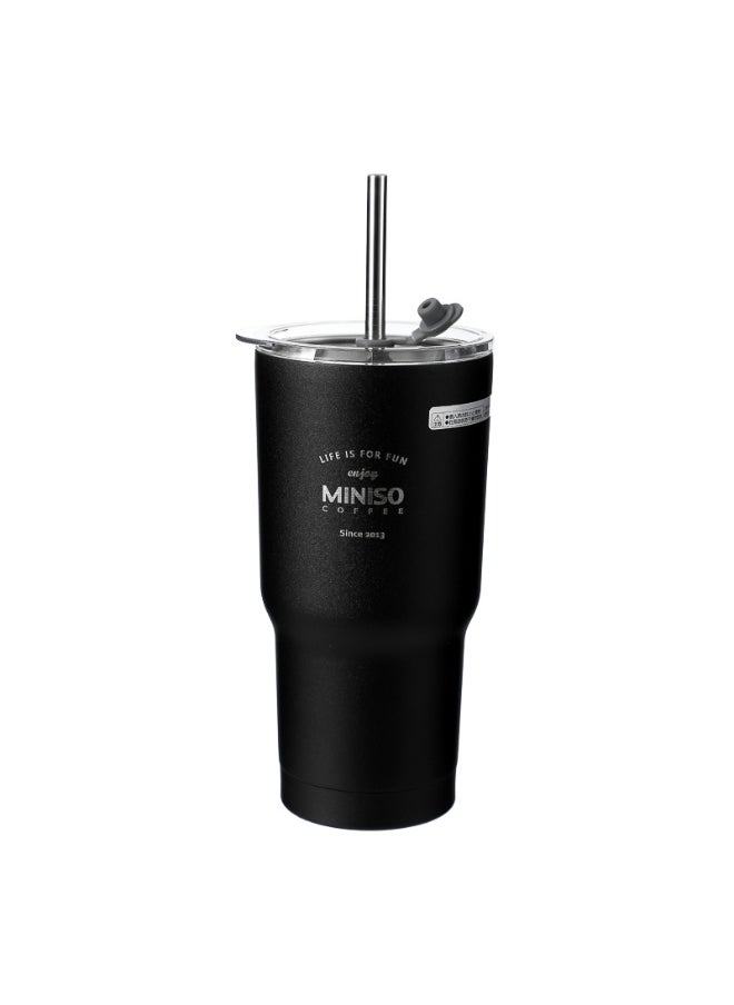 Miniso Classic Black & White Series-Steel Bottle 580ml, Black 