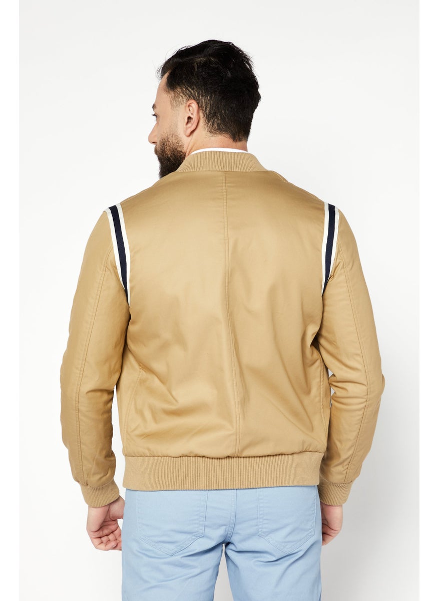 Kooples x Sport - Men Sportswear Fit Long Sleeve Outdoor Jackets, Tan - Image 1