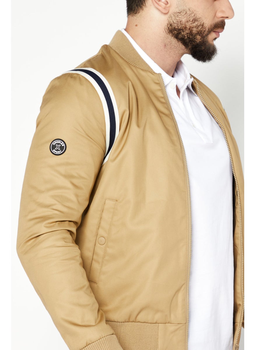Kooples x Sport - Men Sportswear Fit Long Sleeve Outdoor Jackets, Tan - Image 1