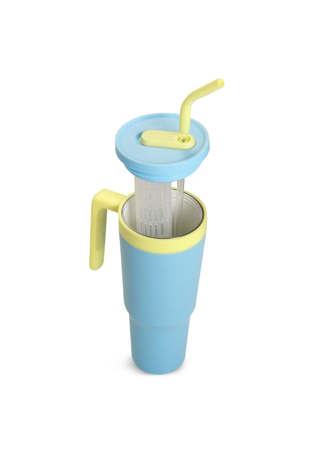 HYDROBREW كوب هيدروبرو فريش فليب مع قشة وداخل سيراميك، 1200 مل أزرق - Image 3