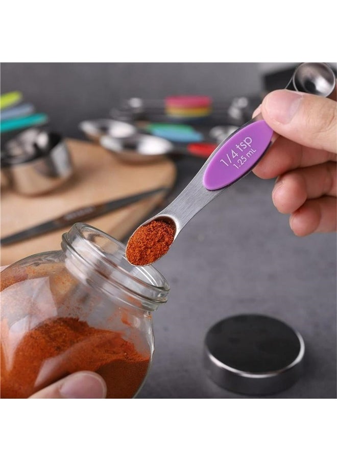 yongsheng 9 Piece Stainless Steel Measuring Cups Set For Cooking And Baking Multicolour，Stainless Steel Measuring Spoons Set, 9 Pieces, with Leveler  - Image 4