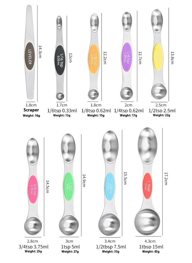yongsheng 9 Piece Stainless Steel Measuring Cups Set For Cooking And Baking Multicolour，Stainless Steel Measuring Spoons Set, 9 Pieces, with Leveler  - Image 5