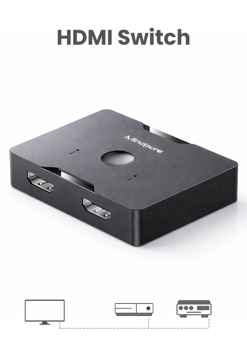 مينديبوريت موزع HDMI من Mindpure بدقة 4K@60Hz، محول HDMI (HDMI Switch) 2 في 1، يدعم HDR و3D ودولبي، مفتاح HDMI متوافق مع بلاي ستيشن 5 (PS5) وإكس بوكس والكمبيوتر والبروجكتور - Image 1
