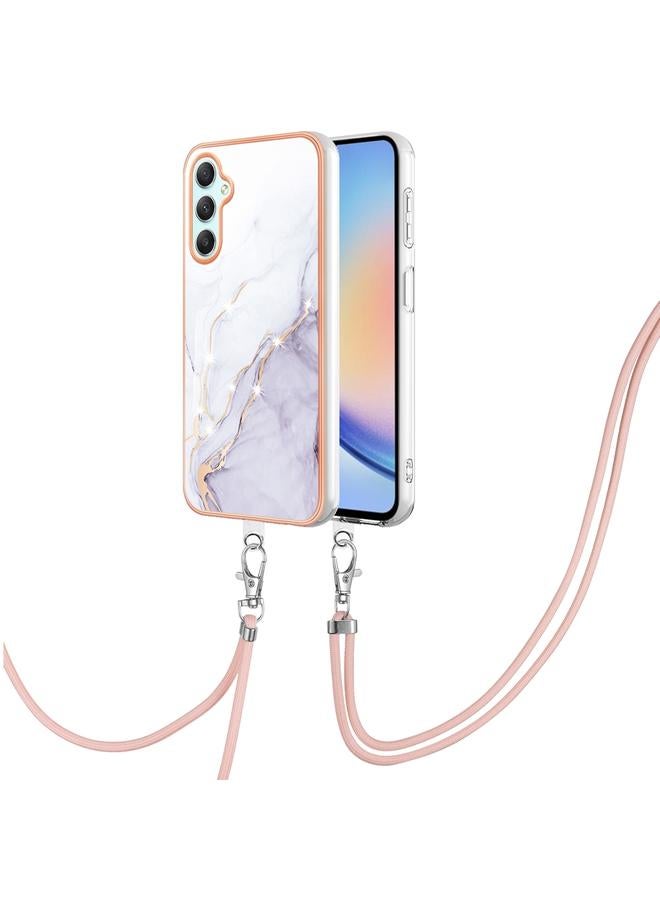 اس-توب جراب لهاتف Samsung Galaxy A24 4G، جراب هاتف IMD مزدوج الجوانب مطلي بالرخام الكهربائي مع حبل تعليق - Image 1