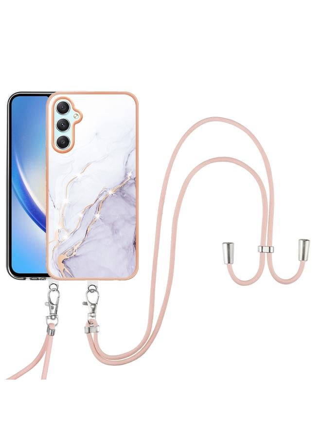 اس-توب جراب لهاتف Samsung Galaxy A24 4G، جراب هاتف IMD مزدوج الجوانب مطلي بالرخام الكهربائي مع حبل تعليق - Image 3