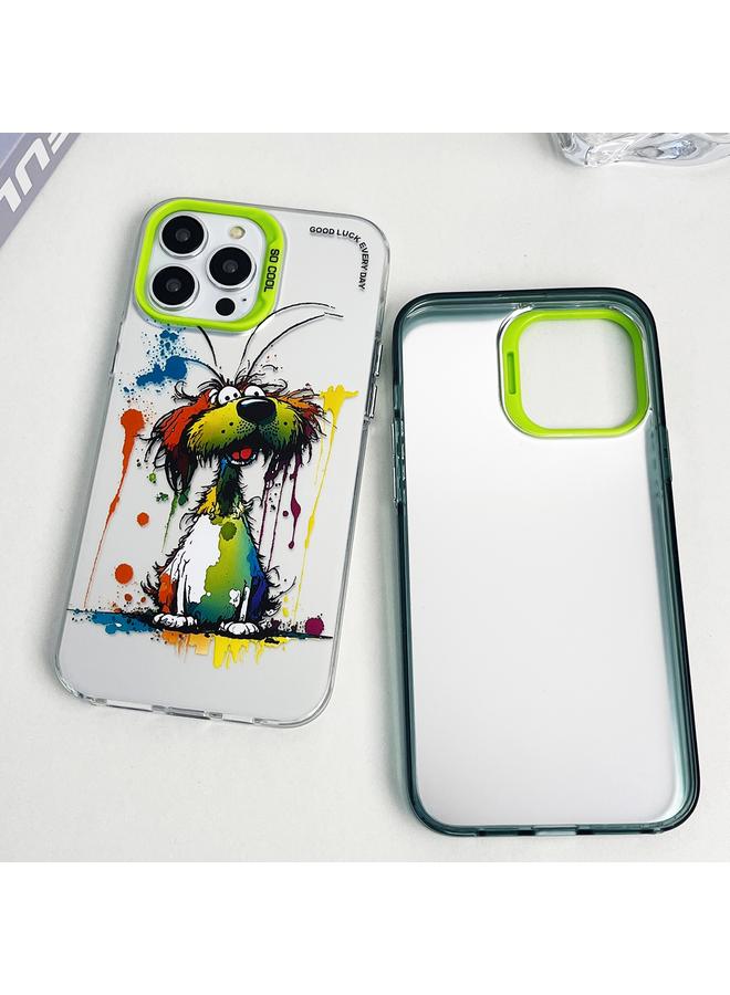 S-TOP Case For iPhone 14 Double Layer Color Silver Series Animal Oil Painting Phone Case - Image 5