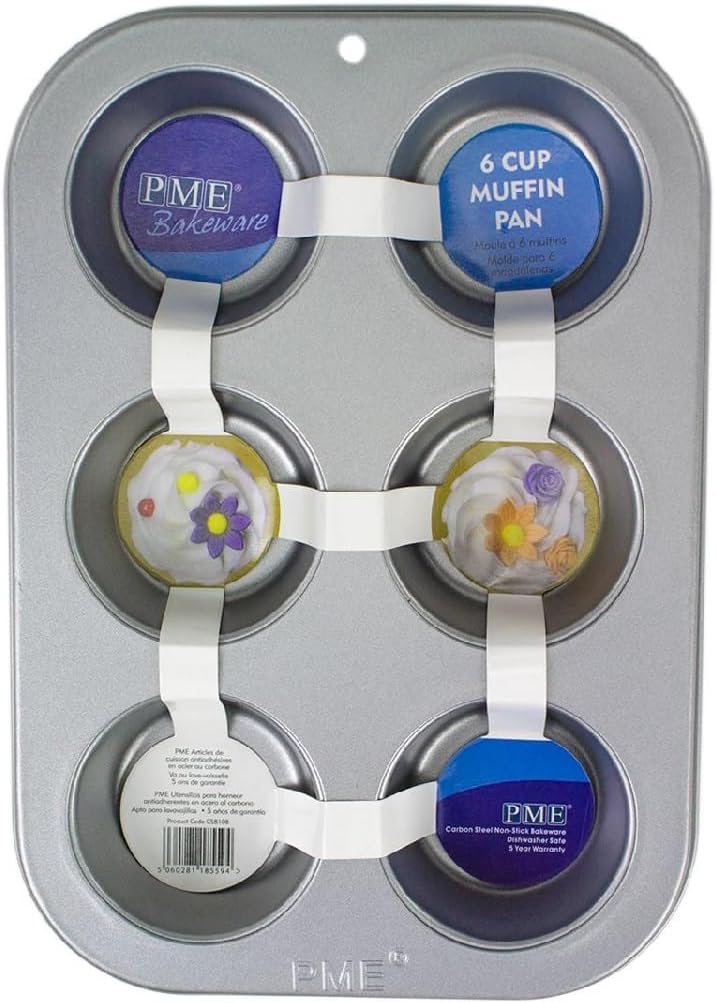 PME CSB108 Carbon Steel Non-Stick 6 Cup Muffin Pan Grey Small - Image 2