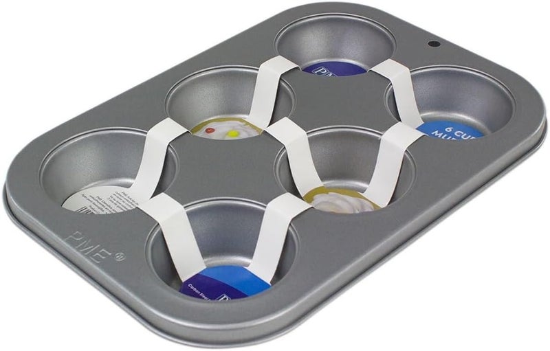 PME CSB108 Carbon Steel Non-Stick 6 Cup Muffin Pan Grey Small - Image 1