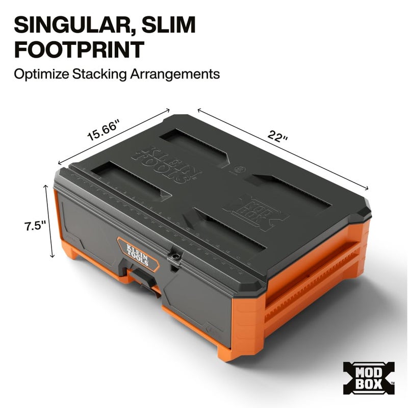 Klein Tools 54844MB MODbox Compact Single Drawer Box Full Width, Tool Storage Drawer with Ball Bearing Slides, Dividers Included, PVC Foam Mat - Image 2