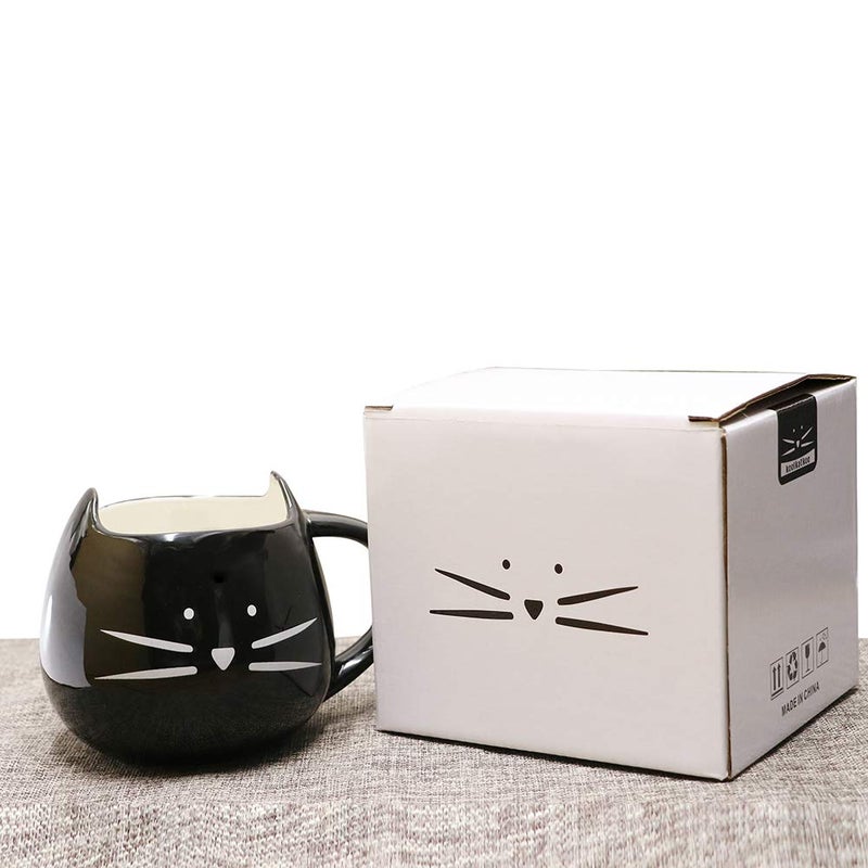 Koolkatkoo Cute Ceramic Cat Coffee Mug 12 oz Cat Lovers Kitty Tea Mugs Gifts for Women Girls Black - Image 3