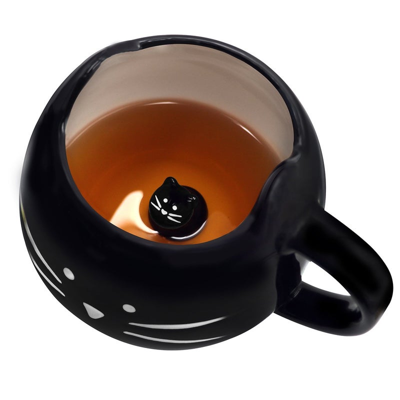 Koolkatkoo Cute Ceramic Cat Coffee Mug 12 oz Cat Lovers Kitty Tea Mugs Gifts for Women Girls Black - Image 1